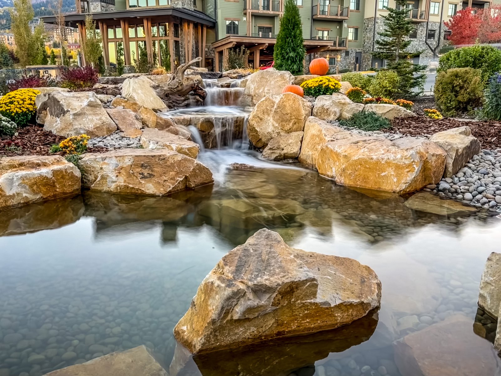 Aquascape pond build at the Waldorf Astoria in Park City, Utah